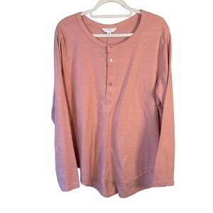 Time and Tru Blush Henley Top Size XXL Minimalist Relaxed Fit Layering Casual